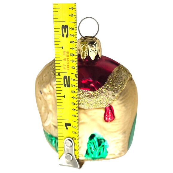 Vtg German Elephant Glass Christmas Ornament Red Santa Hat Glitter 3" Holiday - Picture 5 of 5